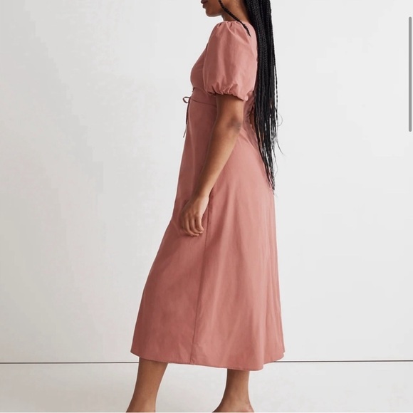 Madewell pink dress poplin cutout puff sleeve - Picture 2 of 4